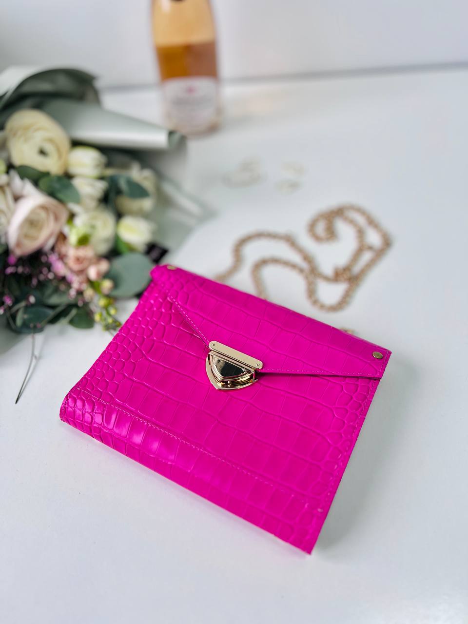 Vibrant Pink A5 Leather Notebook Bag