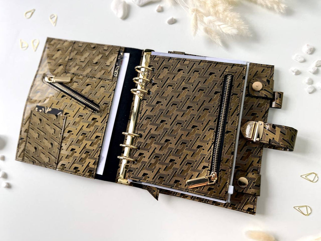 Gold and black 3in1 leather notebook cover A5 just for documents A5 format.