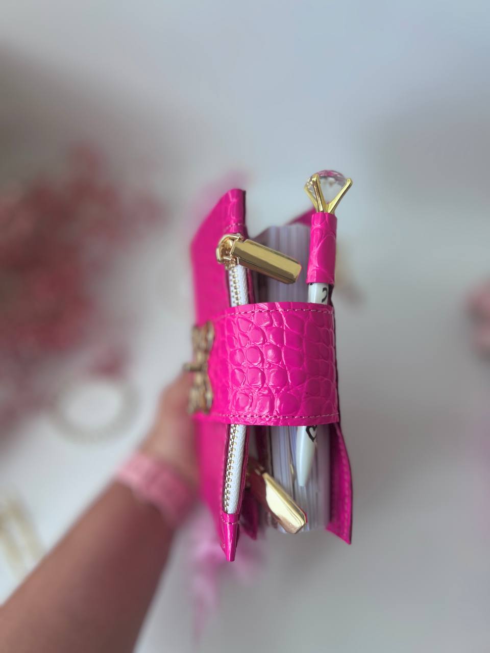 Leather wallet notebook cover mini A7 dated week 2026 big 6 rings binder.