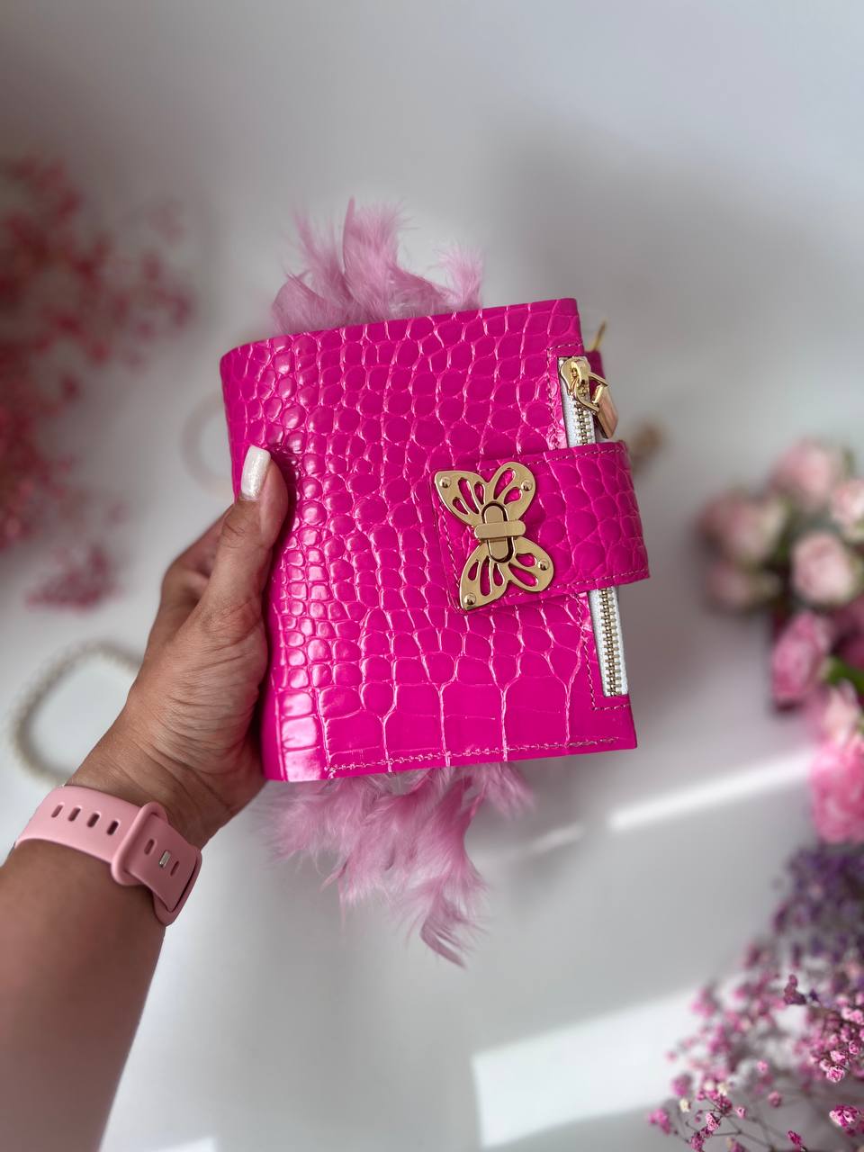 Leather wallet notebook cover mini A7 dated week 2026 big 6 rings binder.