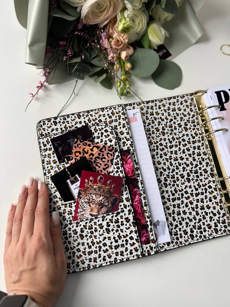 Leopard Leather Planner A5, gift for her, perfect planner, Ring Planner Agenda A5 Six Ring Planner and Ring Personal Planner.