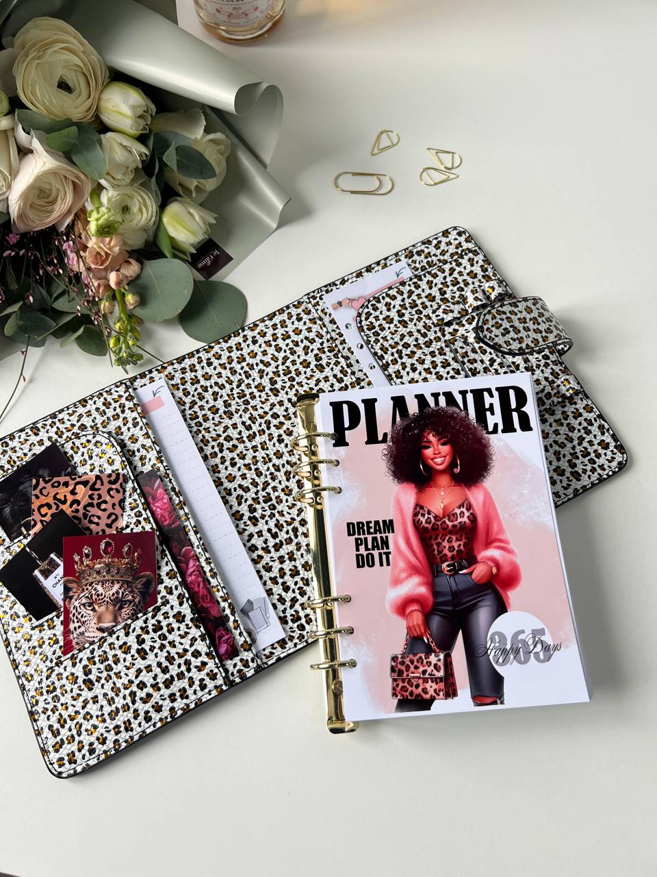 Leopard Leather Planner A5, gift for her, perfect planner, Ring Planner Agenda A5 Six Ring Planner and Ring Personal Planner.