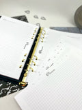 Squared grid planner pages. Printed planner pages, size A5.