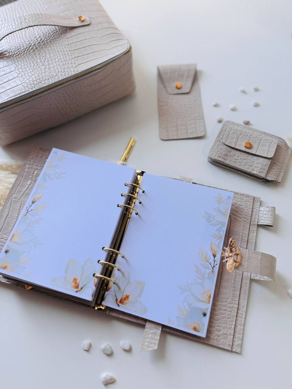 Luxury A5 Planner Organizer Set - Premium Genuine Leather, Crocodile Embossed