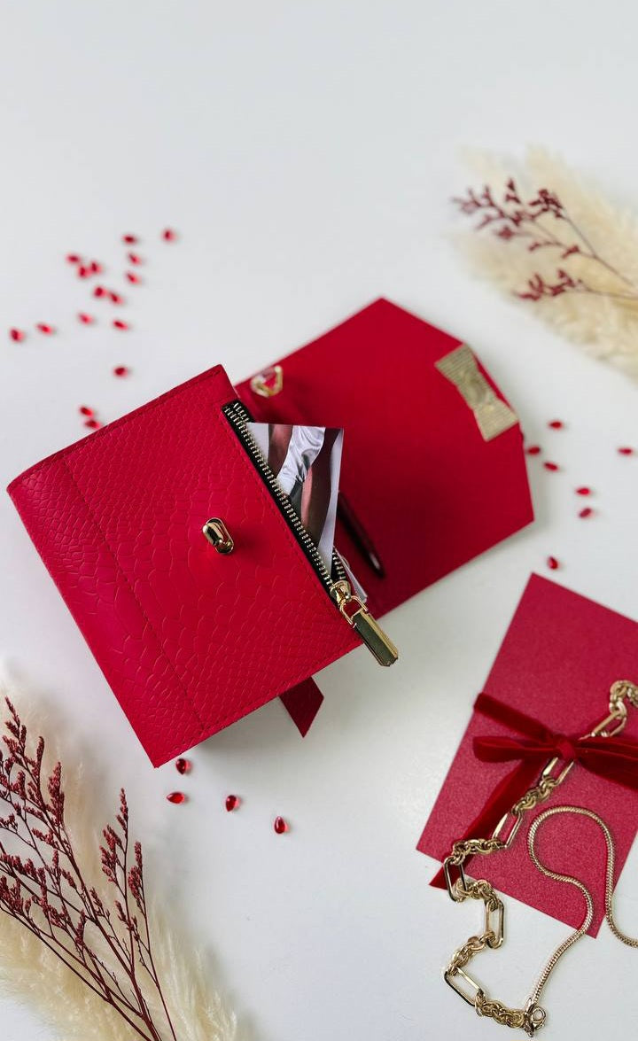 Red Leather mini planner A7 binder.