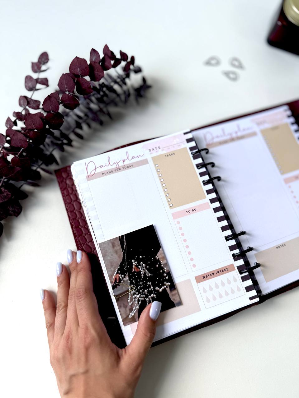 Leather Planner binder A5 for A4 and A5 size documents , exclusive limited edition leather cover for notebook, Burgundy planners coloroftheyear.