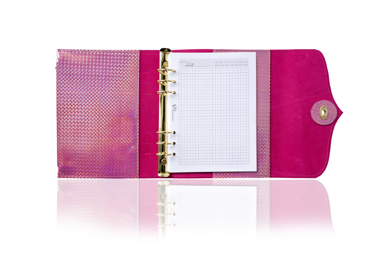 Cyprus, Limassol. RARE holographic pink leather notebook cover A5.