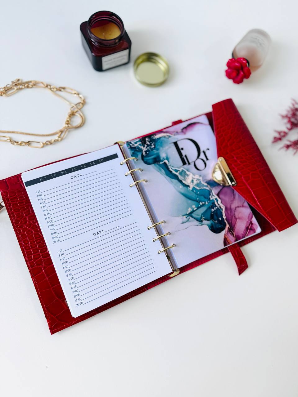 Red leather notebook cover A5,  just for documents A5 format.