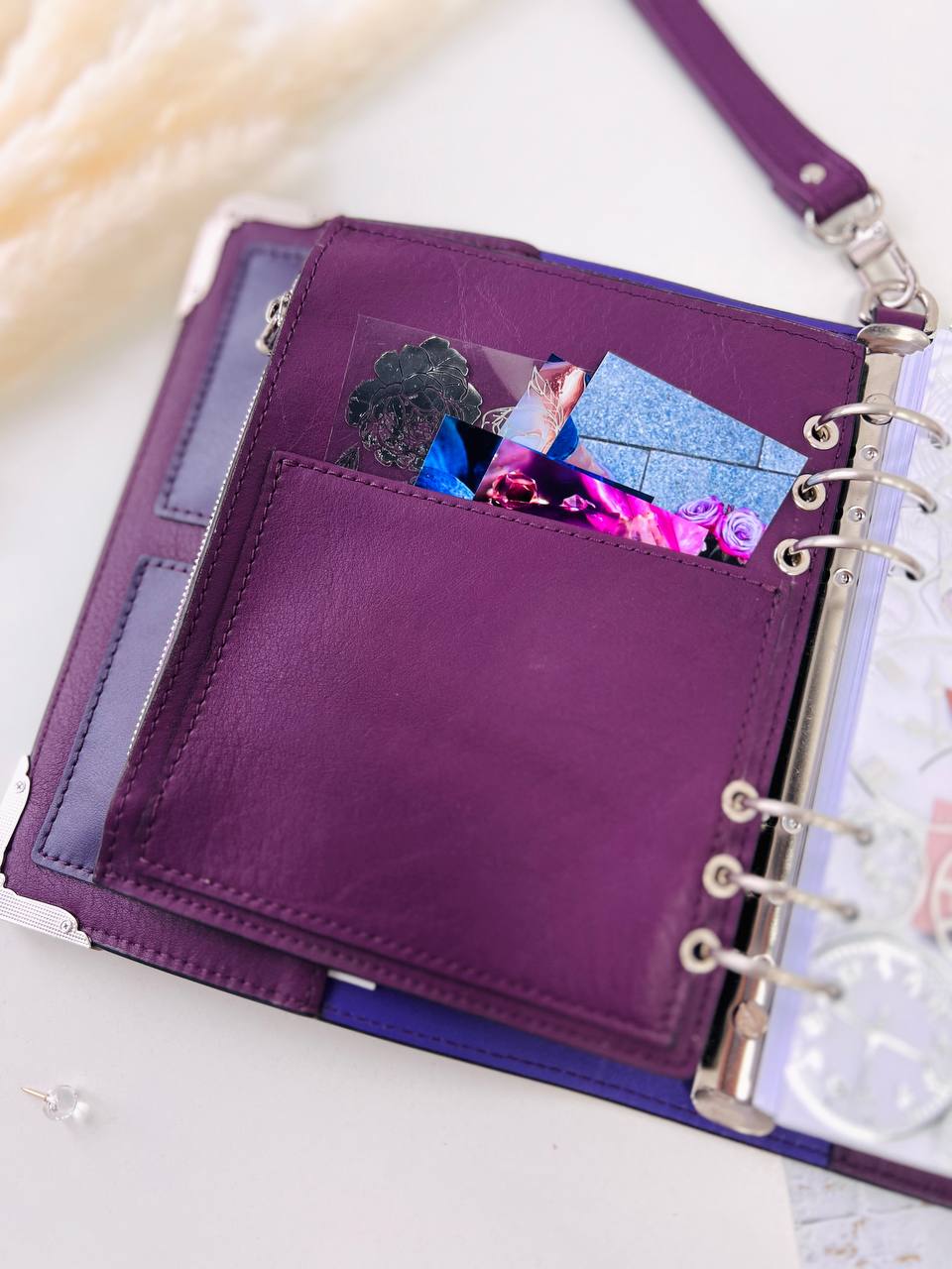 Violet Natural Italian Leather Planner A5, gift for her, perfect planner, Ring Planner Agenda A5 Six Ring Planner and Ring Personal Planner.