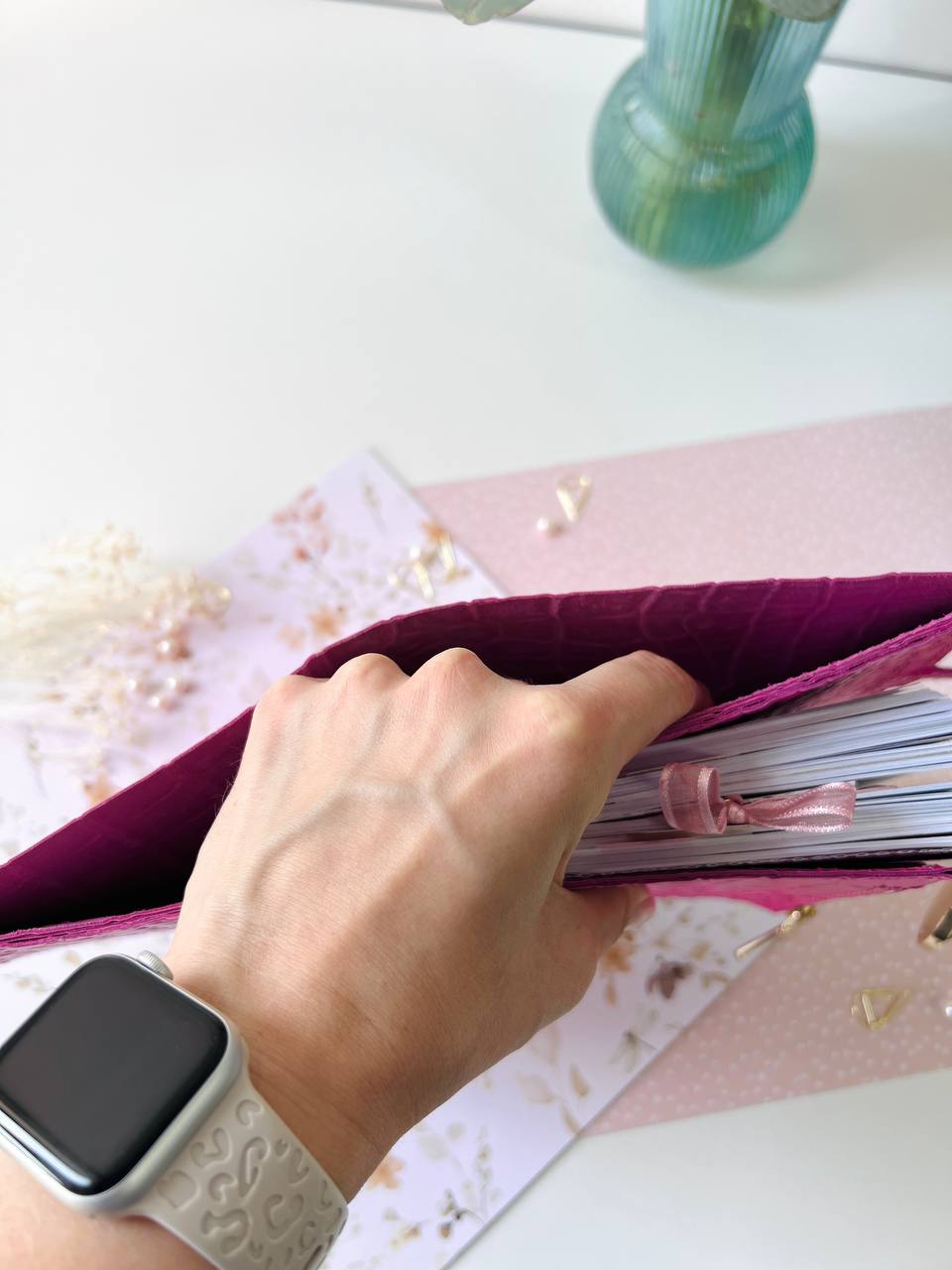 English language A6 NEW SIZE leather hot pink double planner cover binder 6 rings binder, leather planner, gift for her, medium size planner.