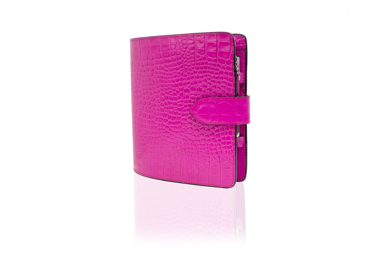 Hot pink Natural Italian Leather Planner A5, gift for her.
