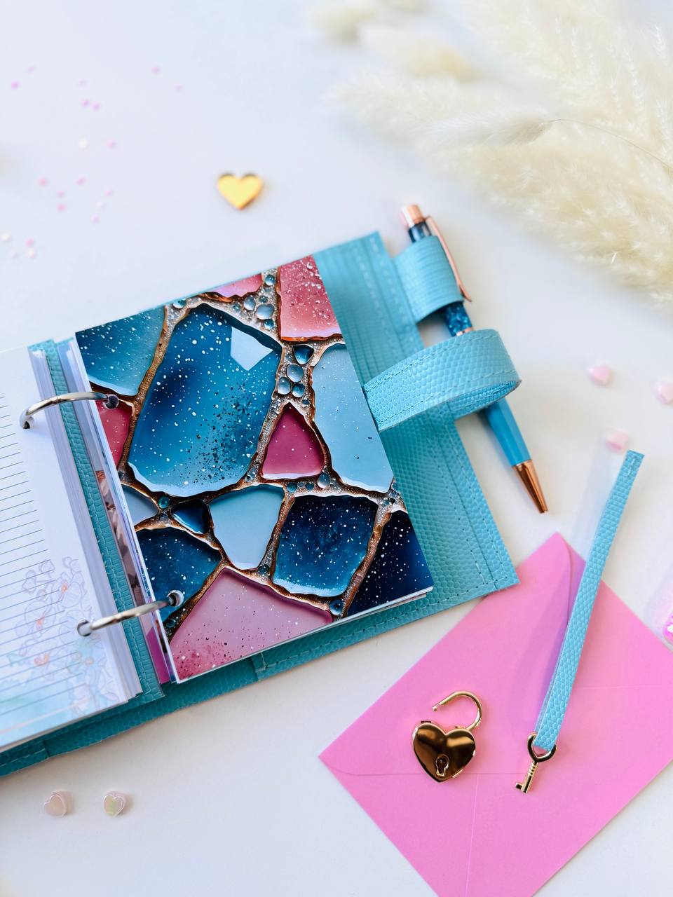 Sky-Blue Italian Leather Planner A7 🦋 Organize Your Life with Style!