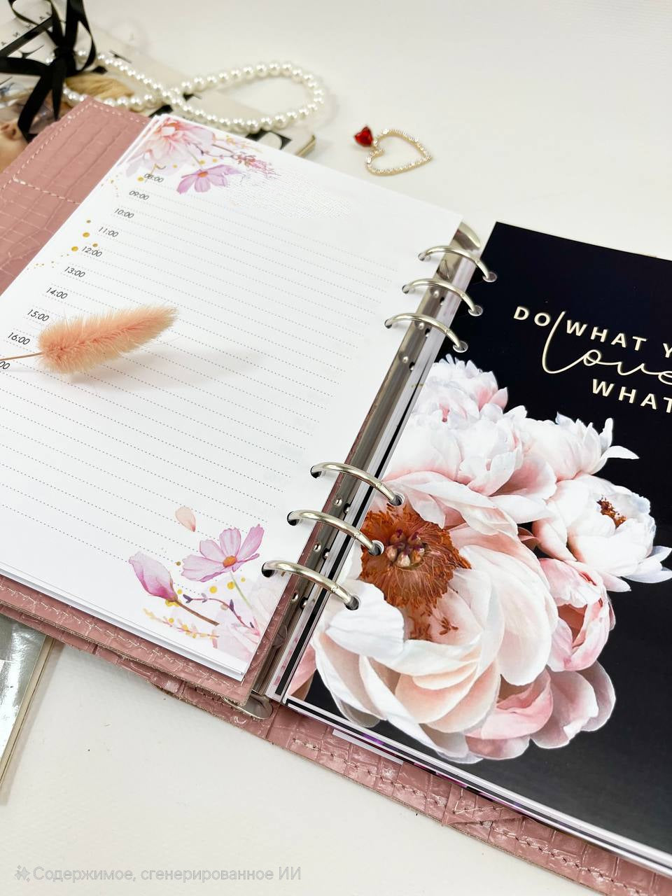 Natural Italian Leather Pink Planner A5.