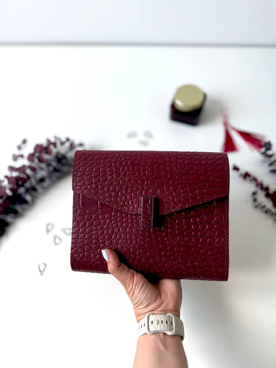 Leather Planner binder A5 for A4 and A5 size documents , exclusive limited edition leather cover for notebook, Burgundy planners coloroftheyear.