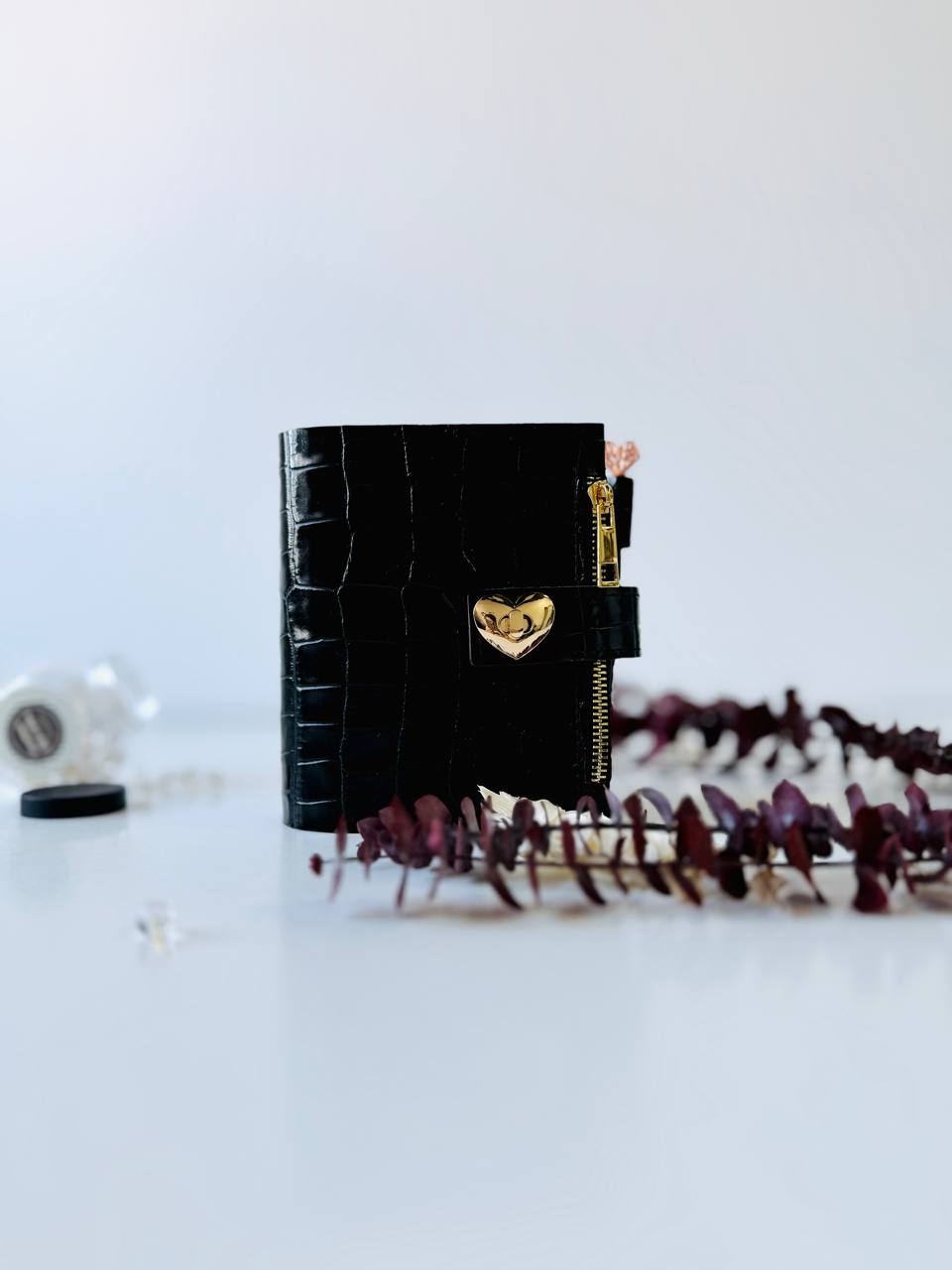 Elegant A7 Daily Planner | Black Crocodile-Embossed Organizer