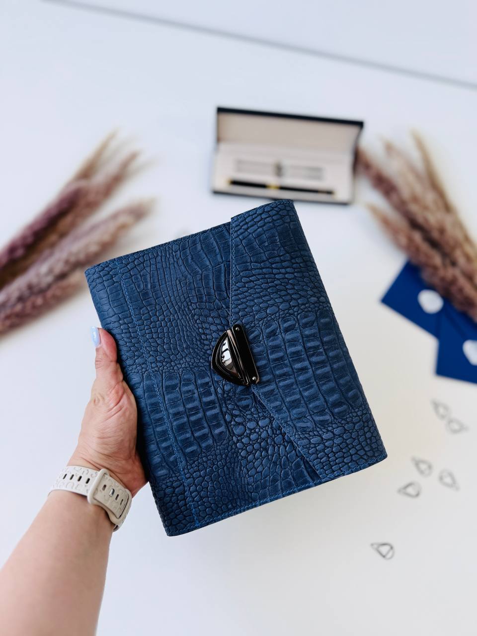 Cyprus, Limassol. Rare blue 3d leather notebook cover A5.