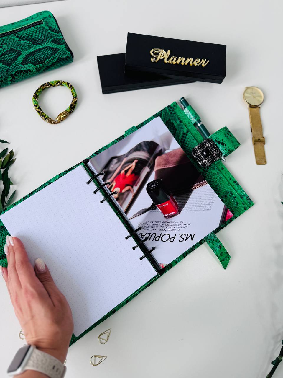 Snake Leather Planner notebook cover A5, Leather Bullet Journal,Leather Sketchbook,Executive Leather Planner,Handmade Leather cover with wallet.