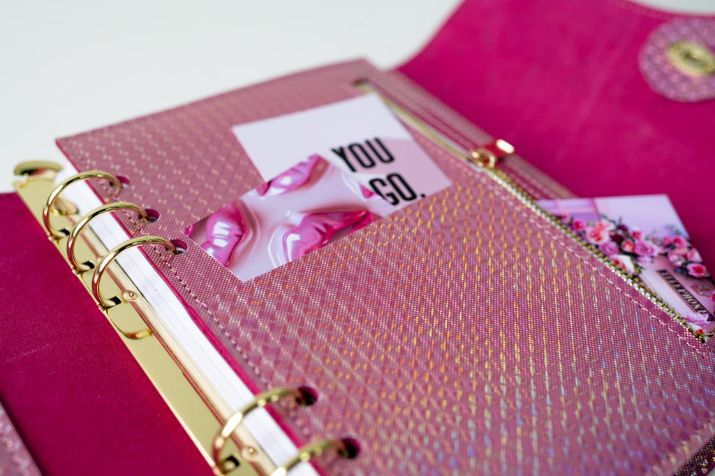 Cyprus, Limassol. RARE holographic pink leather notebook cover A5.