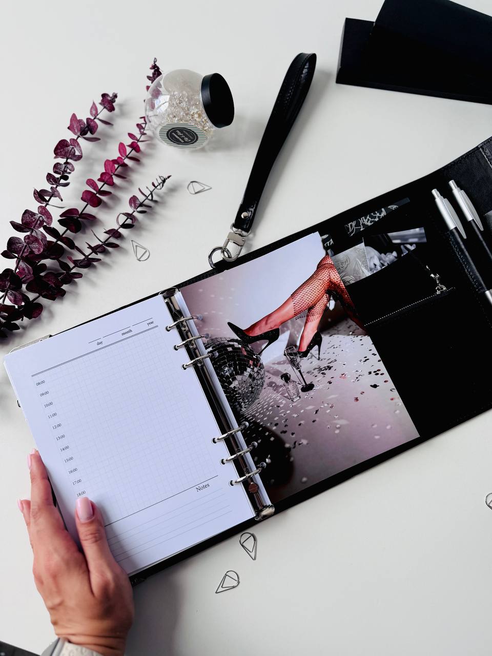 🖤Black heart🖤 Natural Italian Leather Planner A5, gift for her, perfect planner, Ring Planner Agenda A5 Six Ring Planner and Ring Personal Planner.