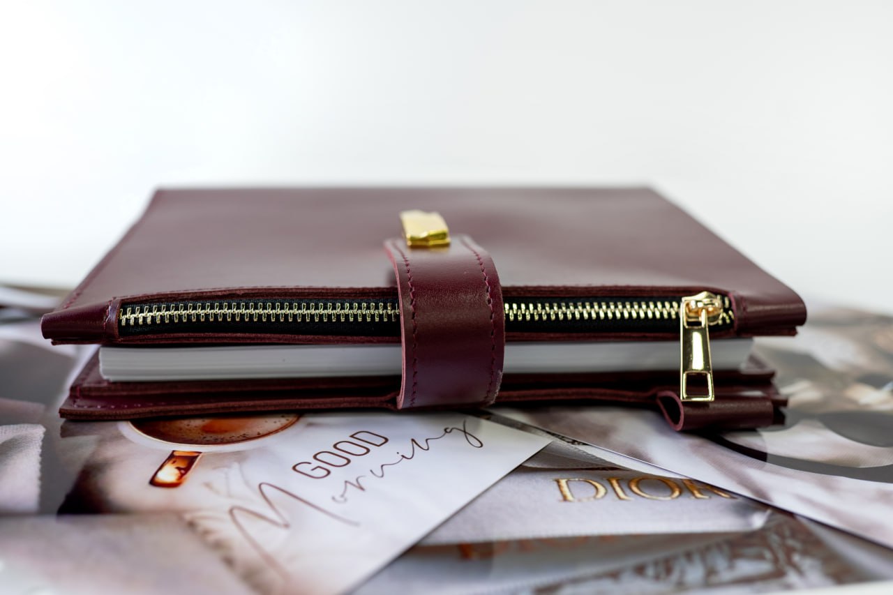 Cyprus, Limassol. Leather cover A5 - for documents A5 and A4 size.