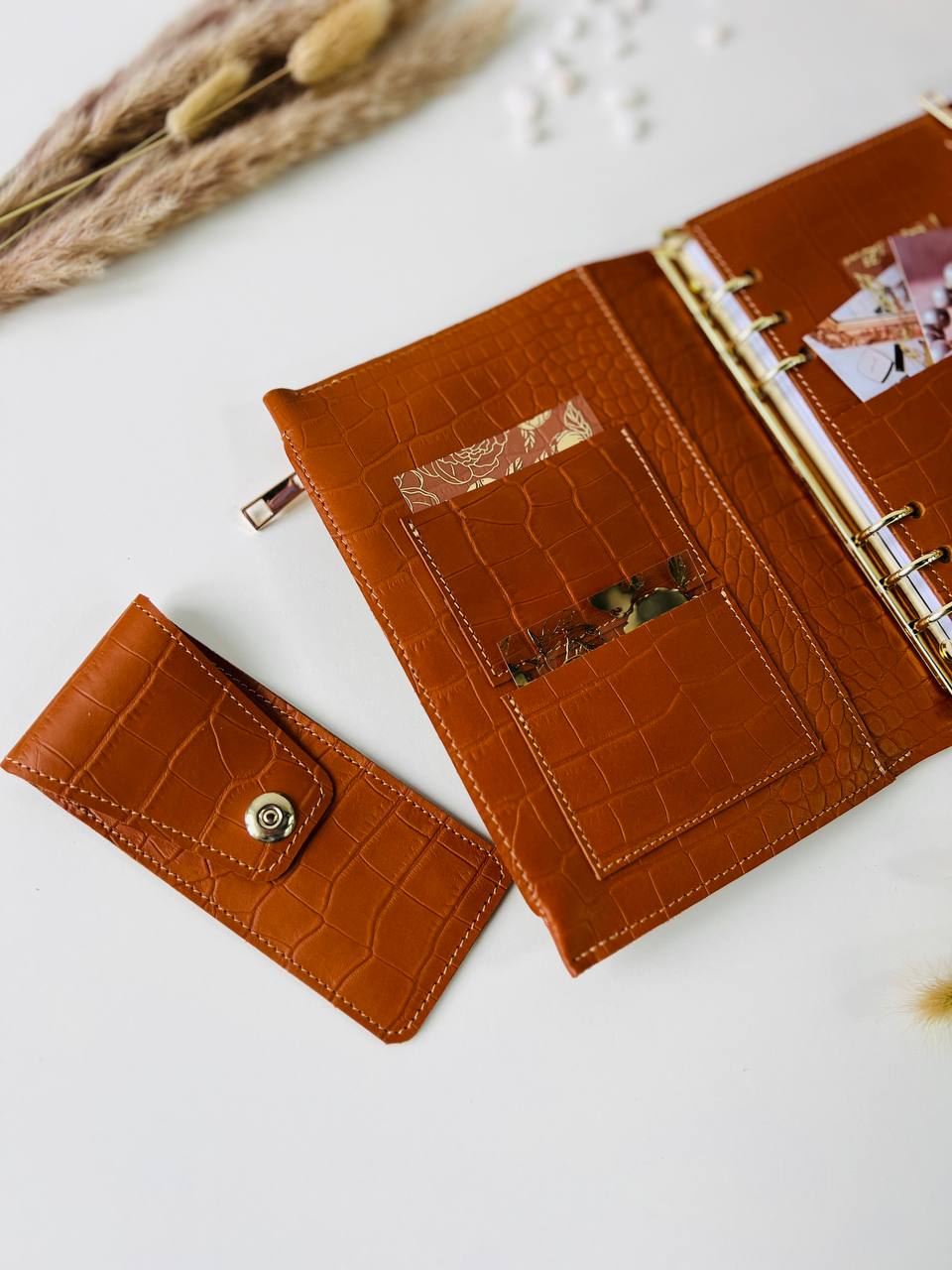 Gift set leather notebook cover A5 with pencil case.