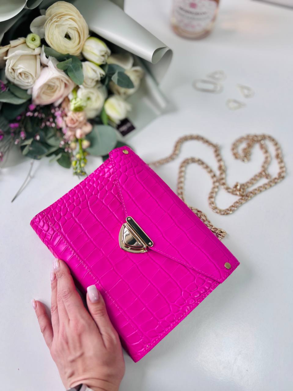 Vibrant Pink A5 Leather Notebook Bag