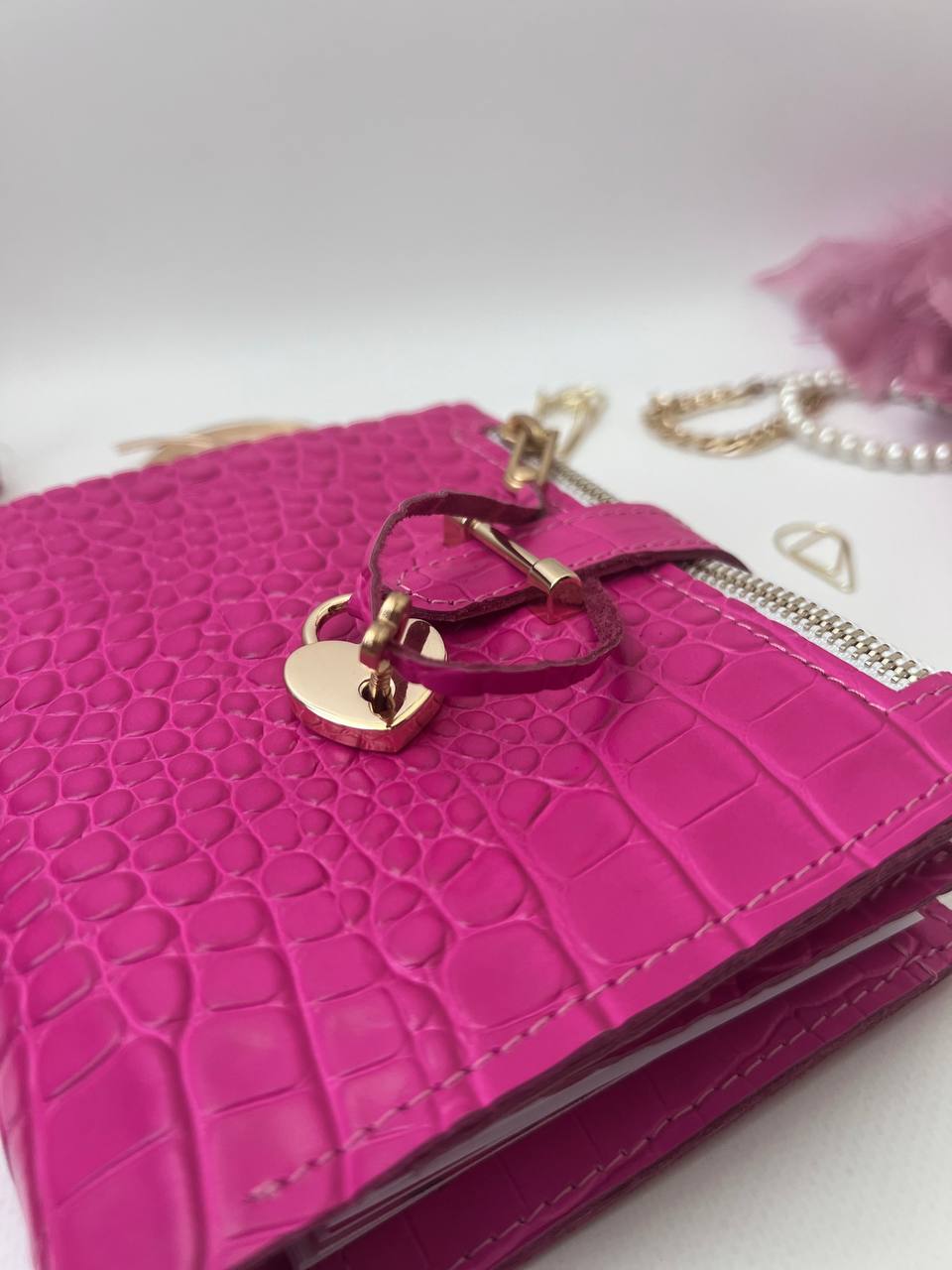 Hot pink leather notebook cover A7 mini wallet planner.