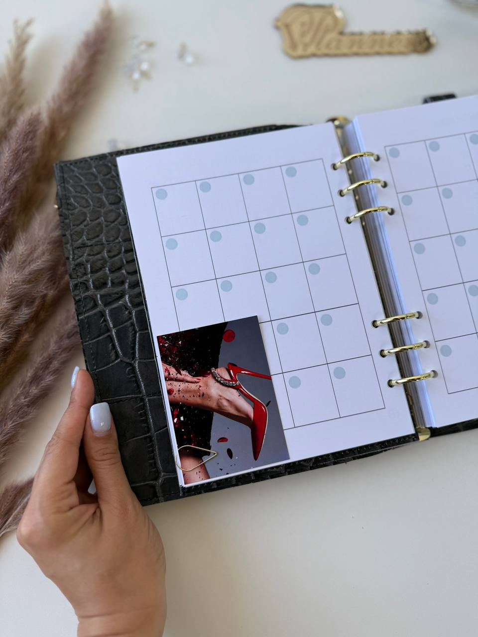 Grey leather notebook cover A5 for documents A4 and A5 format.