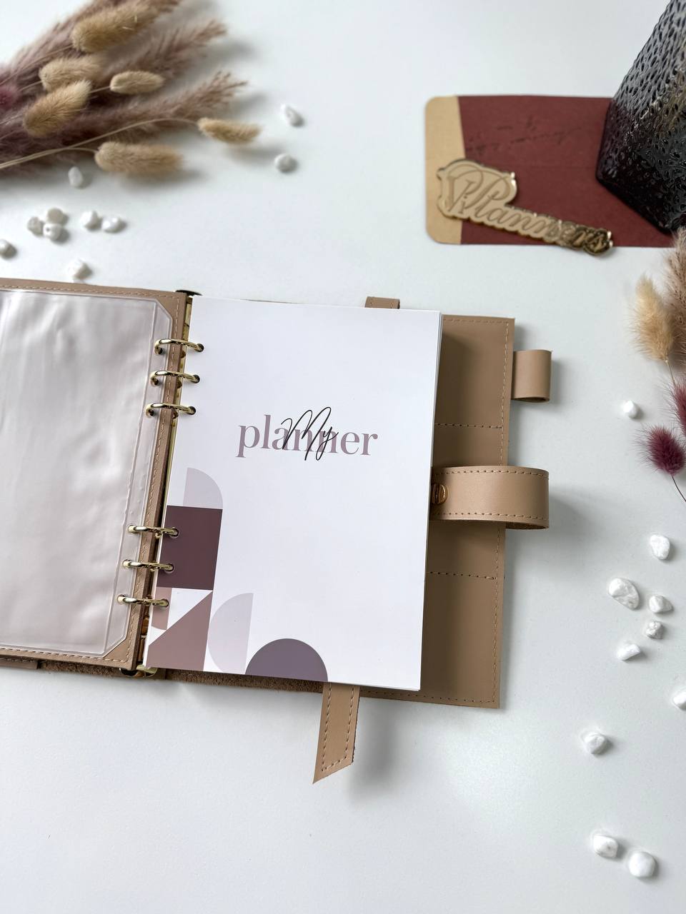 Leather notebook cover. Natural Leather Planner A5,Planner, A5 binder, Leather template, A5 ring binder,Binder a5, planner with bag, gold furniture.