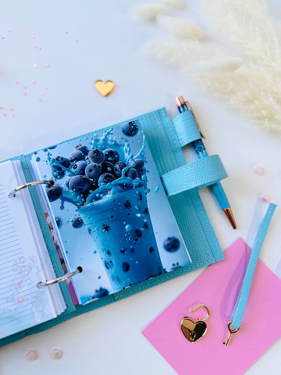 Sky-Blue Italian Leather Planner A7 🦋 Organize Your Life with Style!
