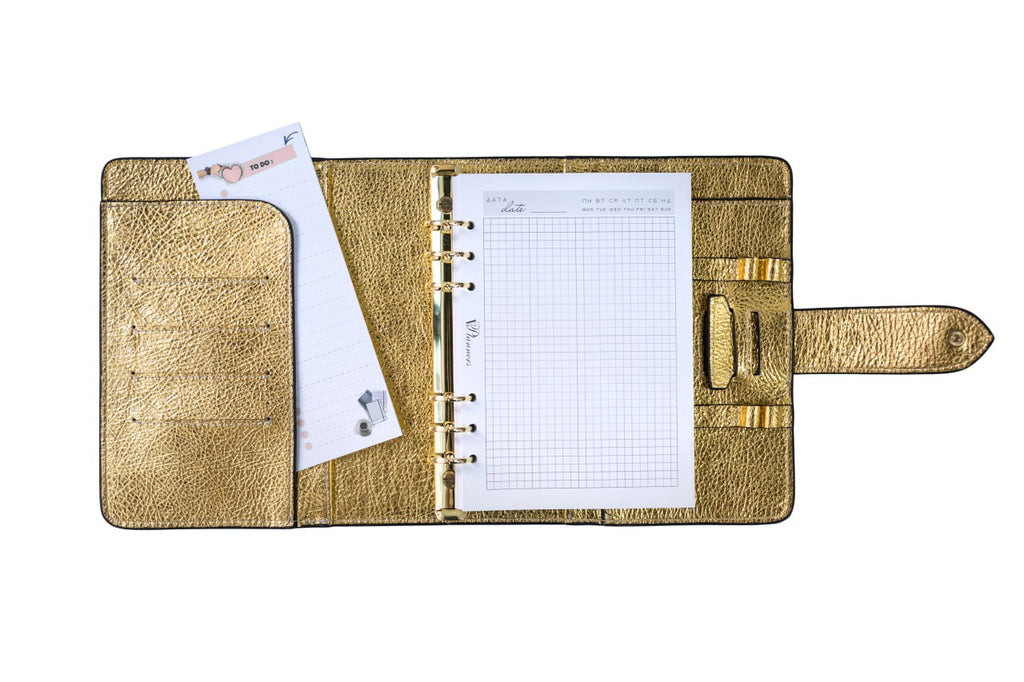 Cyprus, Limassol. Gold Natural Italian Leather Planner A5, gift for her, perfect planner, Ring Planner Agenda A5 Six Ring Planner and Ring Personal Planner.