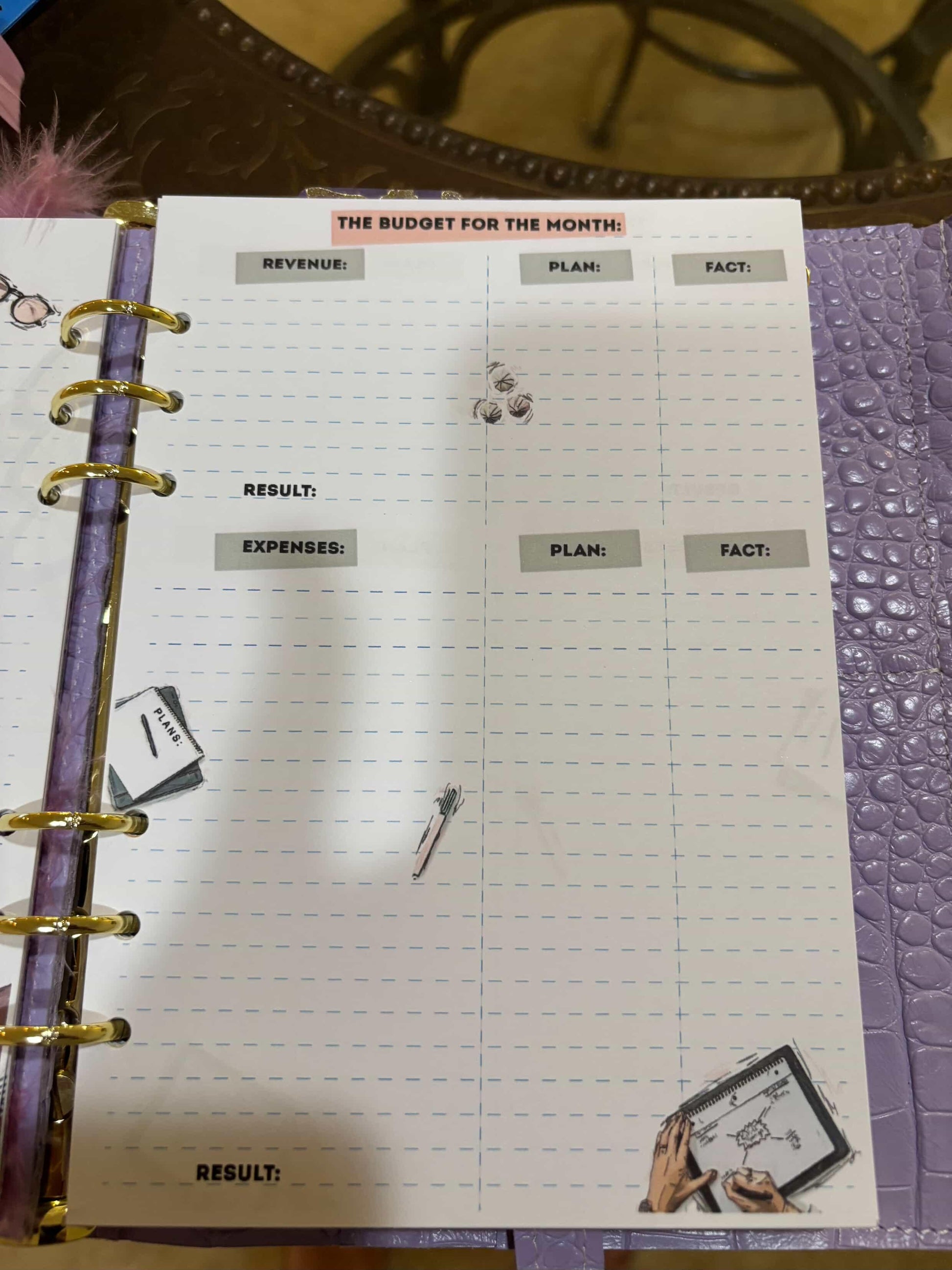 Two days on page. Printed planner pages, size A5.