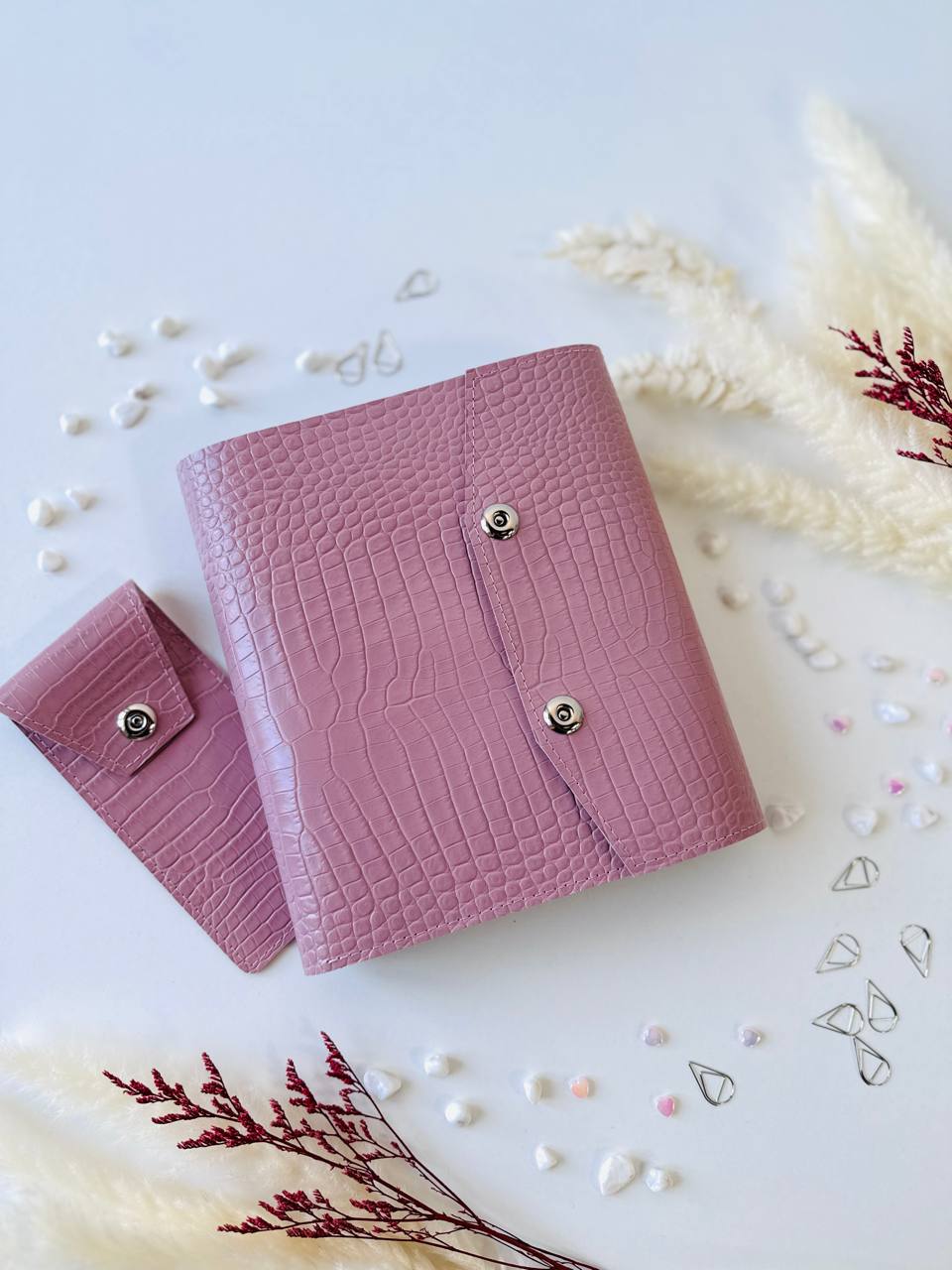 Gift set leather notebook cover A5 with pencil case.