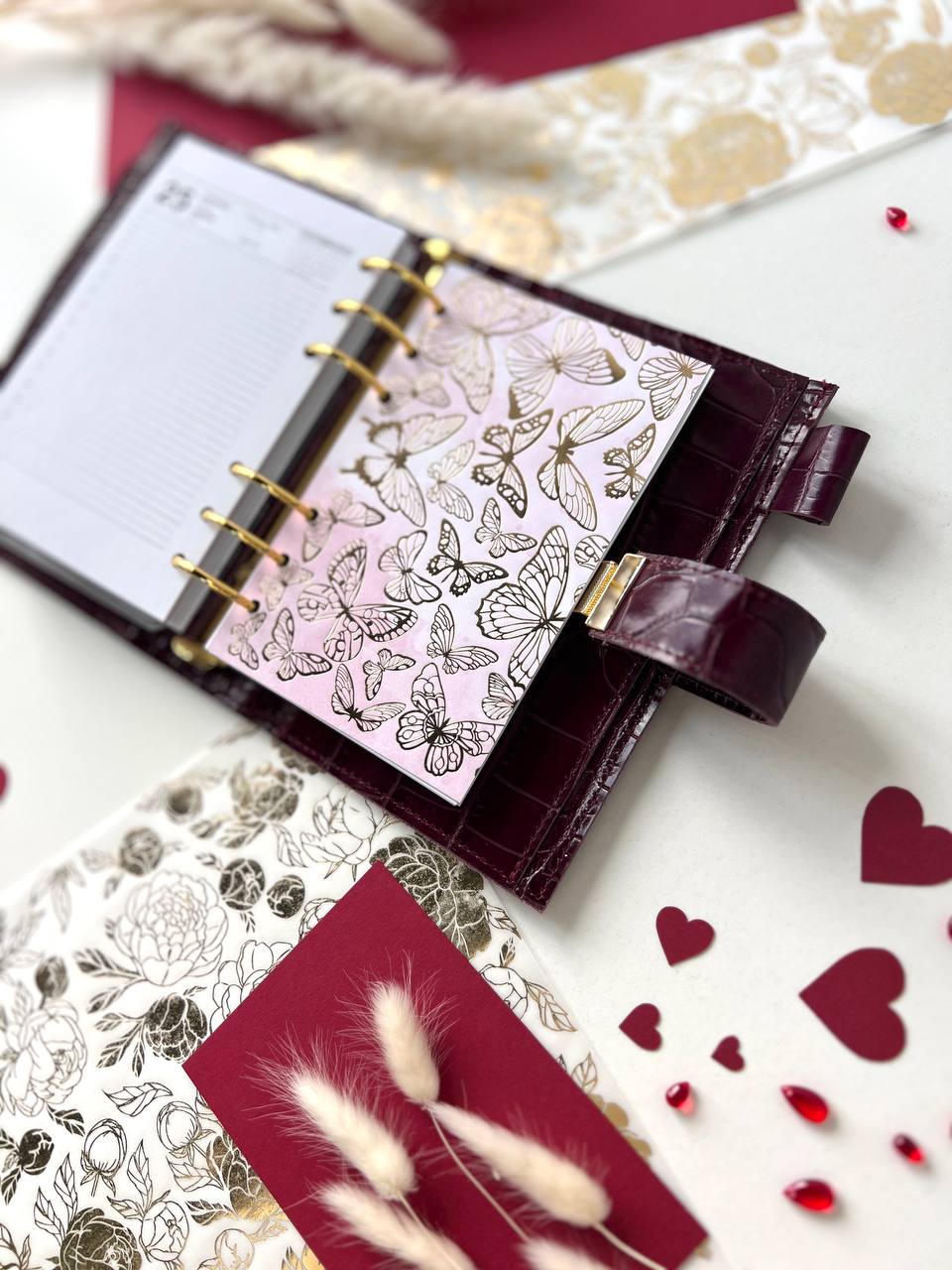 A6 NEW SIZE leather double planner cover binder 6 rings binder, dated planner, leather planner, gift for her, medium size planner.