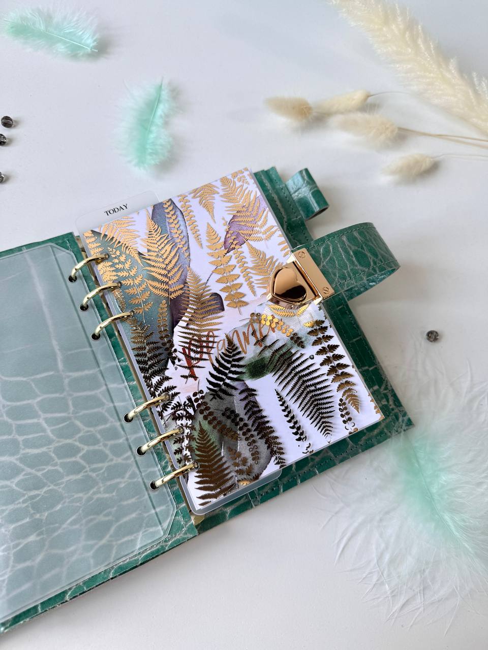 A6 NEW SIZE RARE leather green double planner cover binder 6 rings binder, dated planner, leather planner, gift for her, medium size planner.