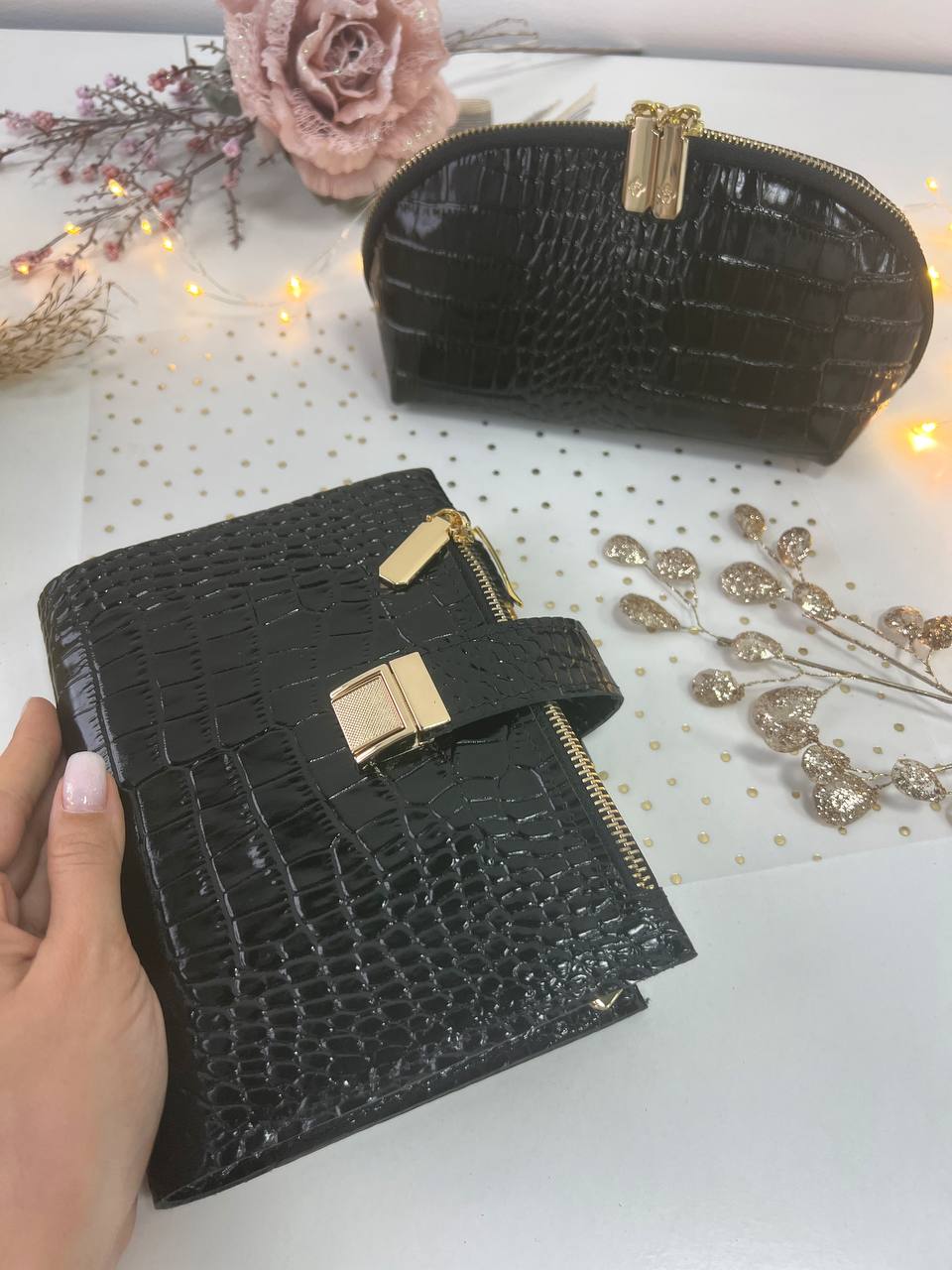 A6 NEW SIZE leather double planner cover binder 6 rings binder, dated planner, leather planner, gift for her, medium size planner. With makeup bag.