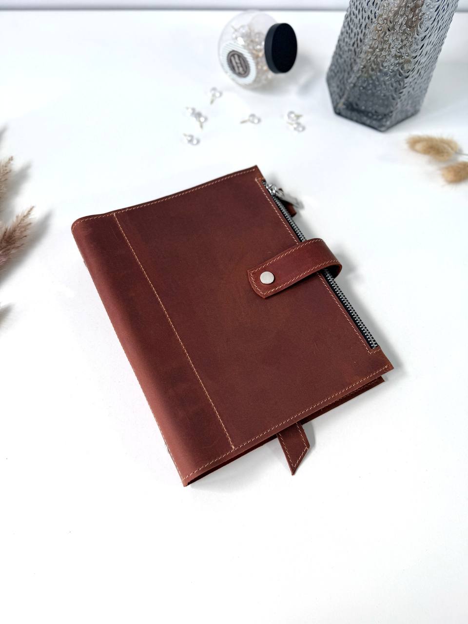 Leather Planner notebook cover A5, Leather Bullet Journal,Leather Sketchbook,Executive Leather Planner,Handmade Leather crazy horse.