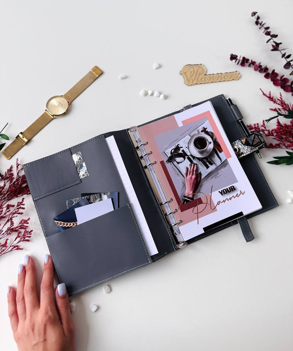 Leather notebook cover A5. Natural Leather Planner A5, Ringbuch a5, Leather template, A5 ring binder