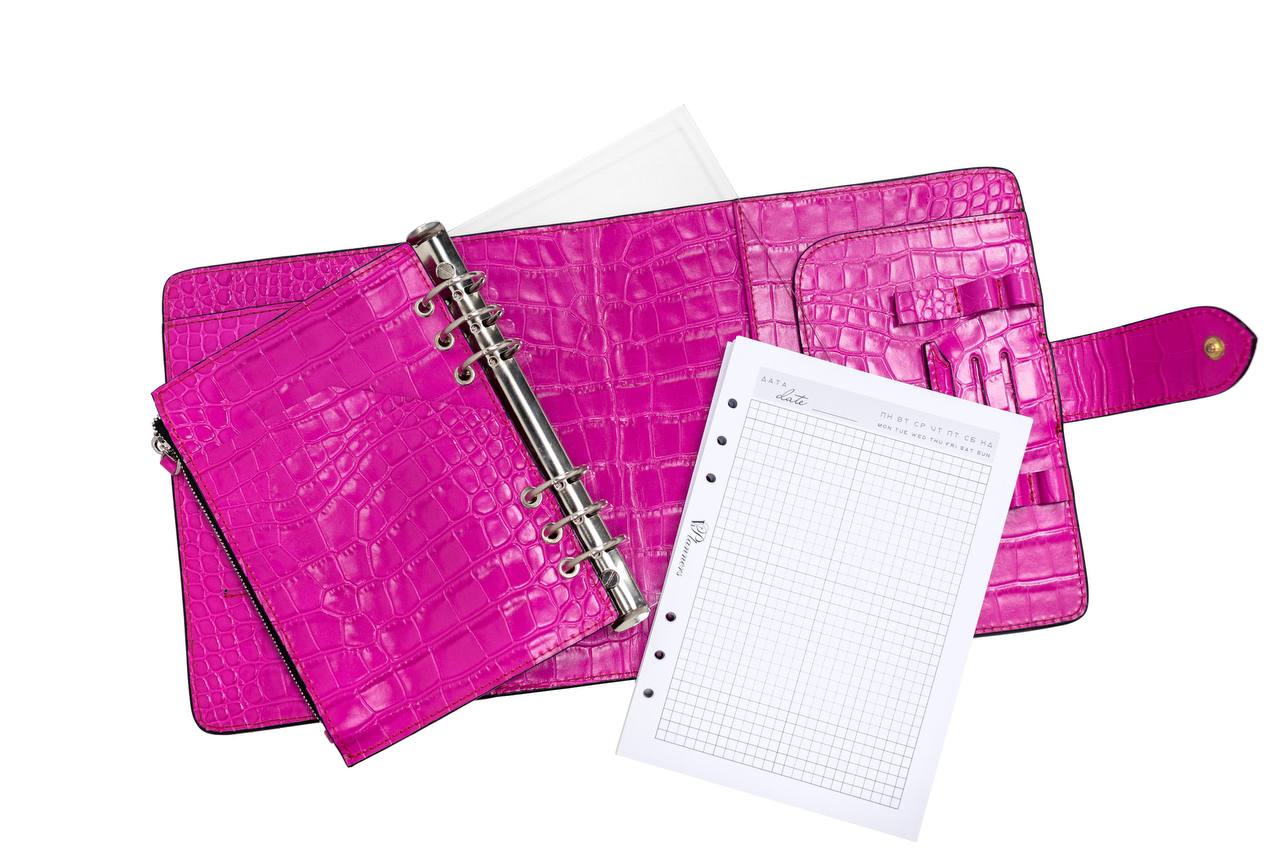 Hot pink Natural Italian Leather Planner A5, gift for her.
