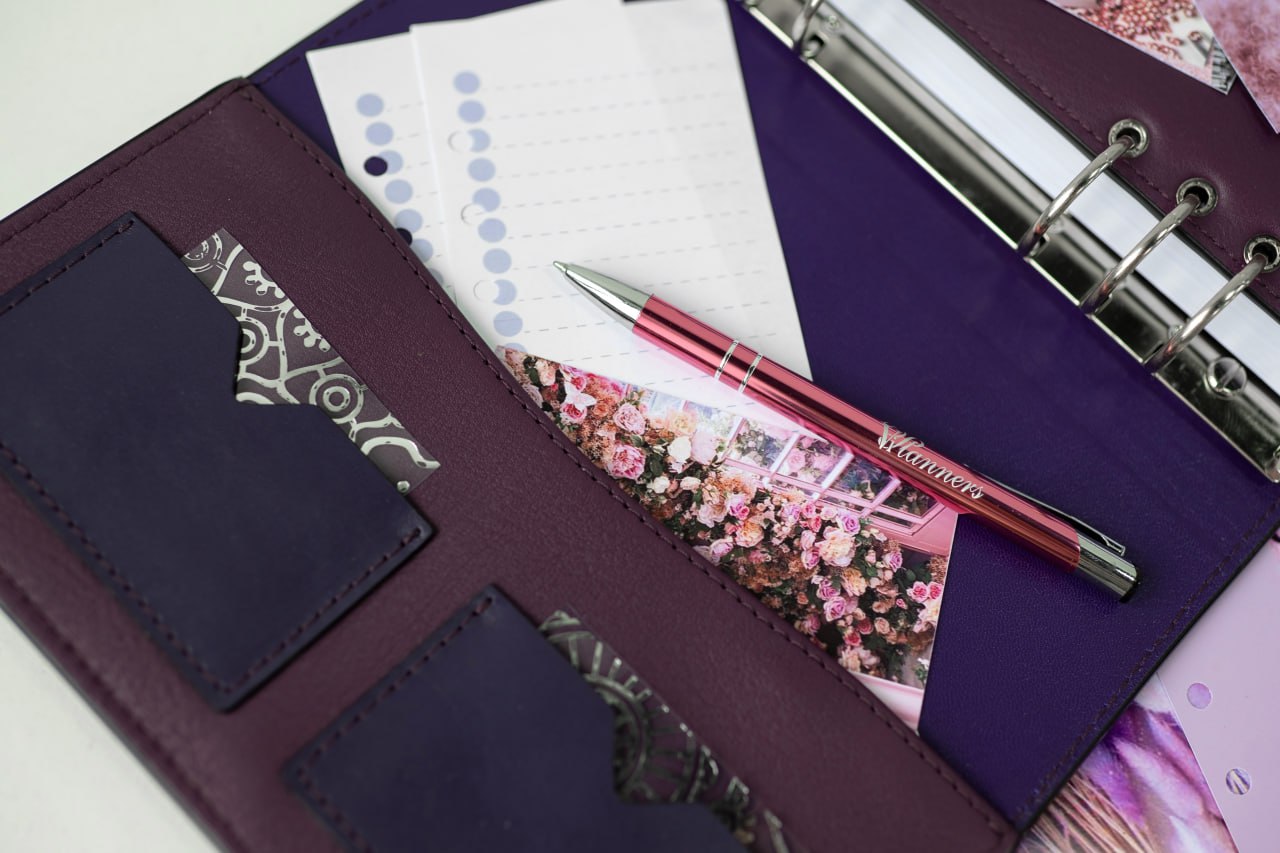 Violet Natural Italian Leather Planner A5, gift for her, perfect planner, Ring Planner Agenda A5 Six Ring Planner and Ring Personal Planner.
