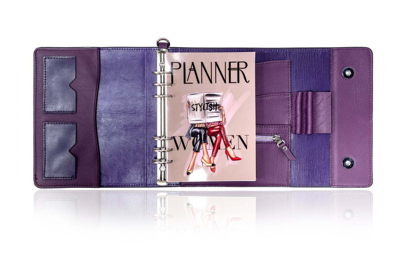 Violet Natural Italian Leather Planner A5, gift for her, perfect planner, Ring Planner Agenda A5 Six Ring Planner and Ring Personal Planner.