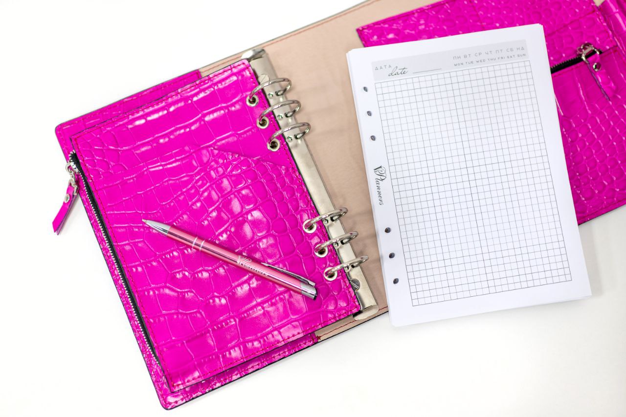 Hot pink Natural Italian Leather Planner A5, gift for her, perfect planner, Ring Planner Agenda A5 Six Ring Planner and Ring Personal Planner.