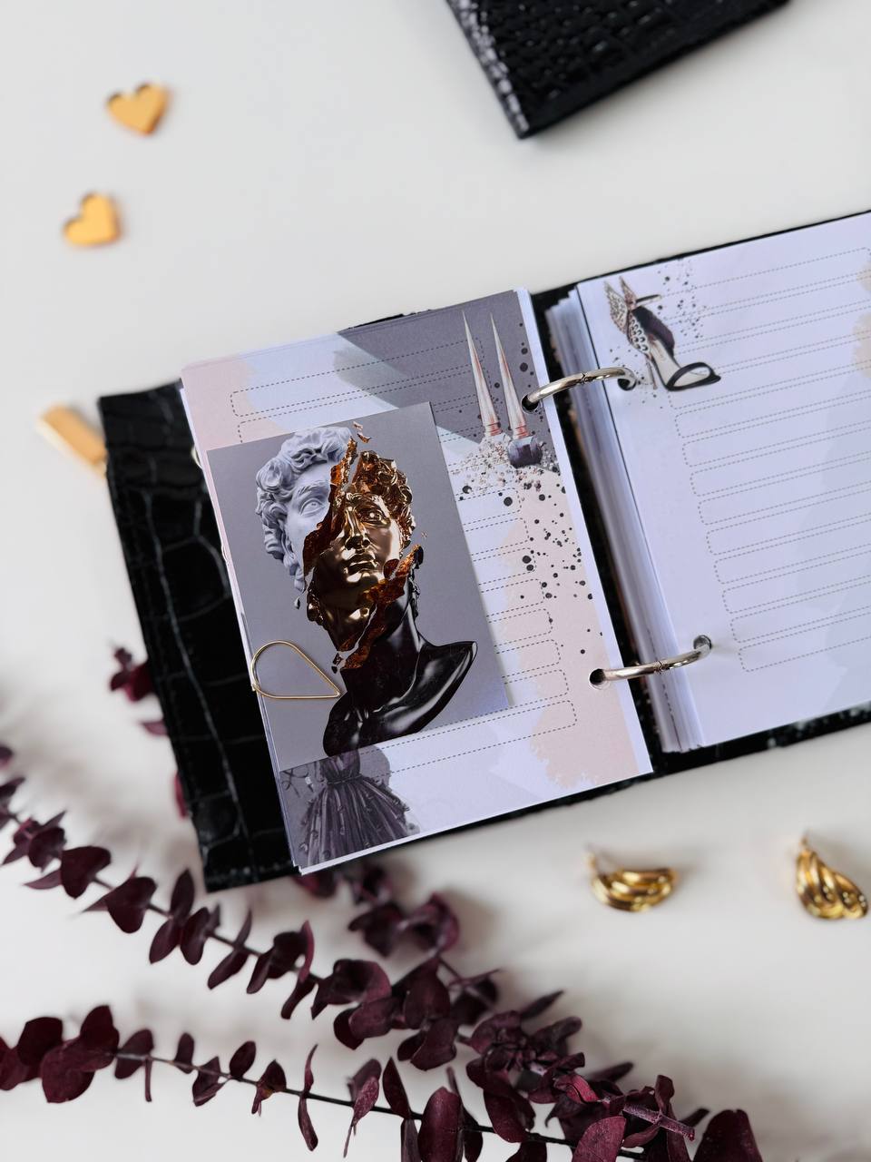 Leather Gift set notebook cover A7 with wallet. Mini notebook with wallet.