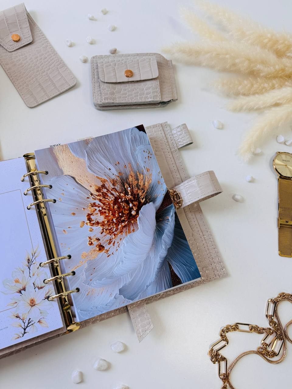 Luxury A5 Planner Organizer Set - Premium Genuine Leather, Crocodile Embossed