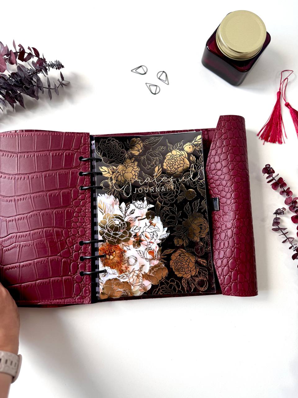 Burgundy Natural Leather Planner A5, Ringbuch a5, Leather template, A5 ring binder,Binder a5,Leather wallet template,Binder wallet.