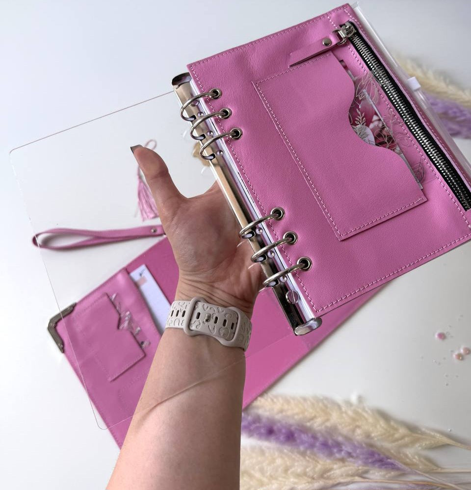 Pink Natural Italian Leather Planner A5, gift for her, perfect planner, Ring Planner Agenda A5 Six Ring Planner and Ring Personal Planner.