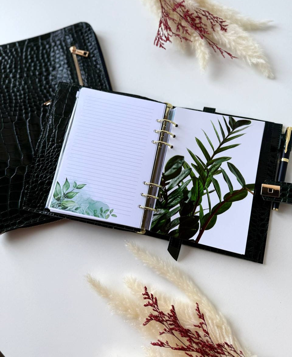 Marble green leather set folder for documents a4 and notebook a5. Together cheaper.