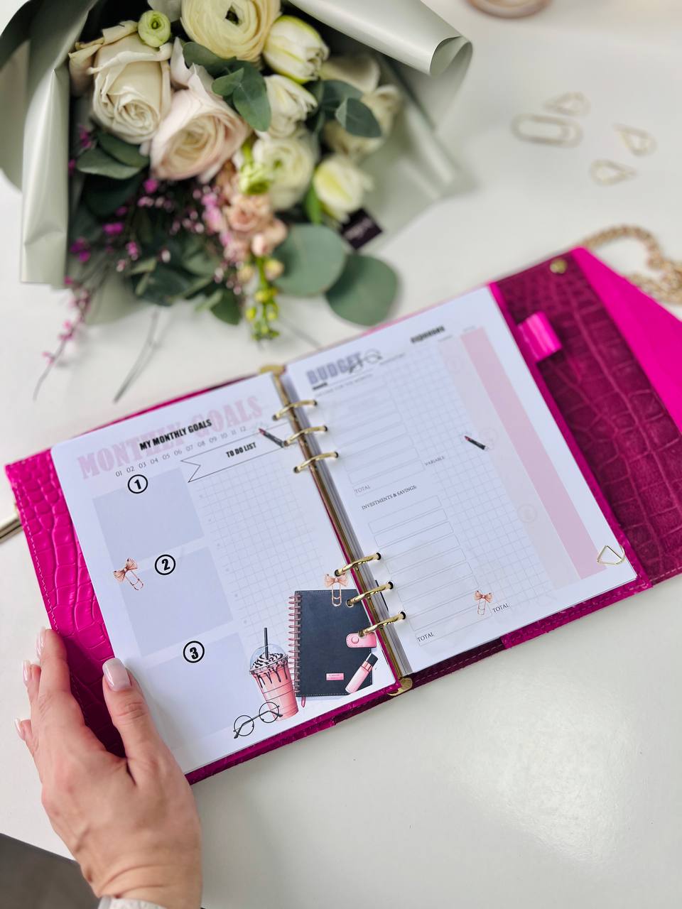 Vibrant Pink A5 Leather Notebook Bag