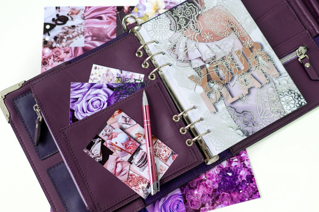 Violet Natural Italian Leather Planner A5, gift for her, perfect planner, Ring Planner Agenda A5 Six Ring Planner and Ring Personal Planner.