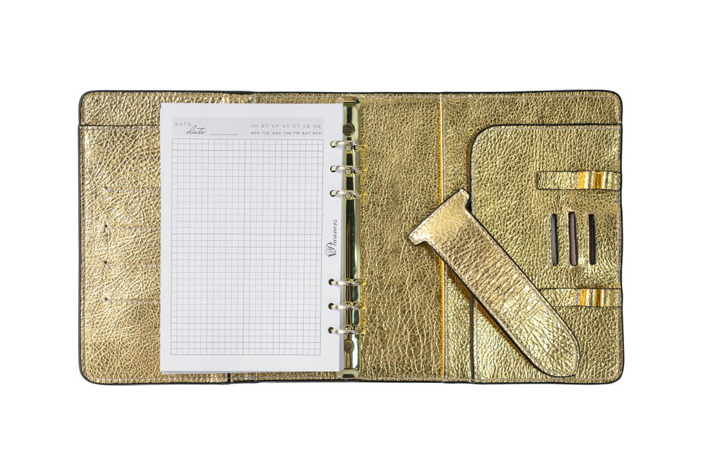 Cyprus, Limassol. Gold Natural Italian Leather Planner A5, gift for her, perfect planner, Ring Planner Agenda A5 Six Ring Planner and Ring Personal Planner.